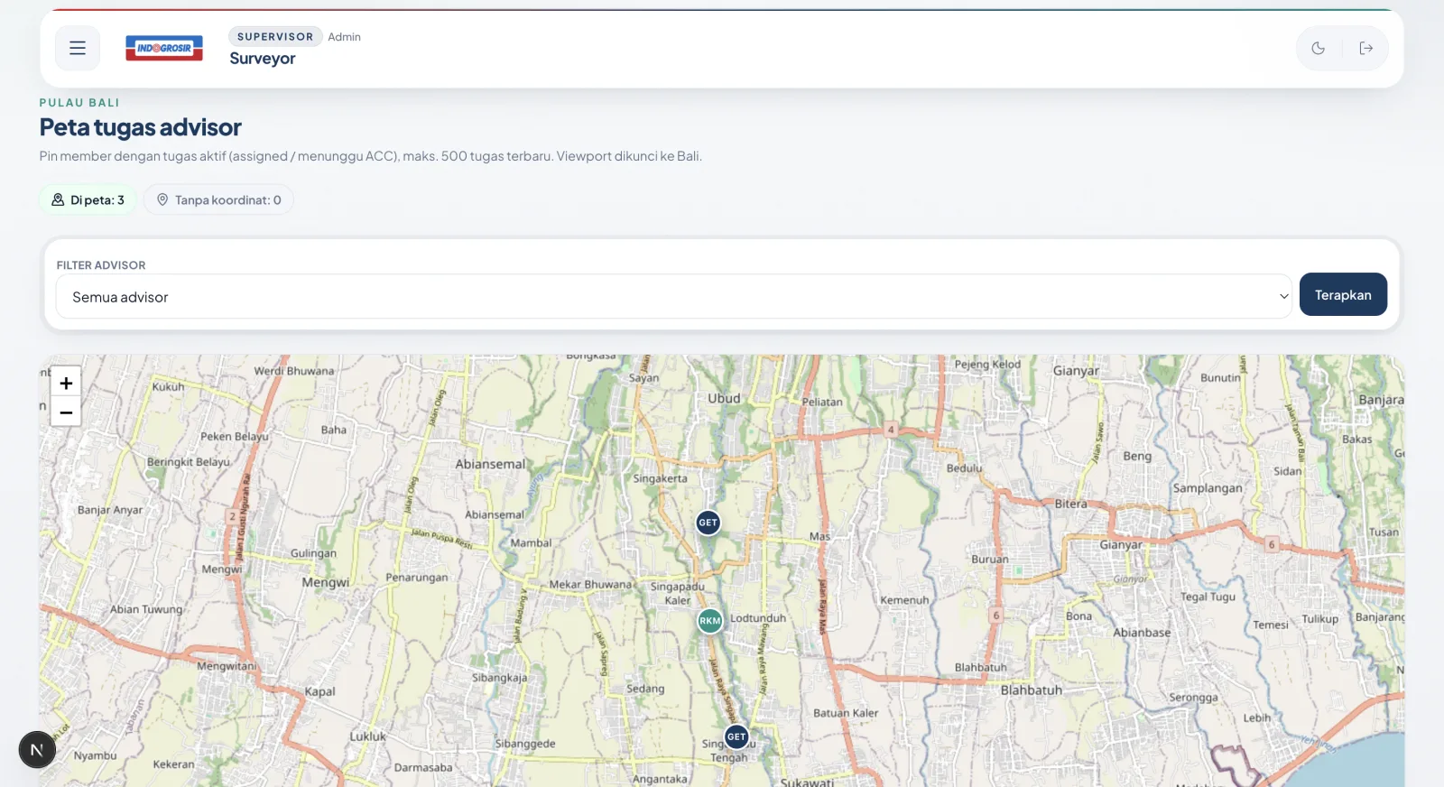 Advisor assignment map