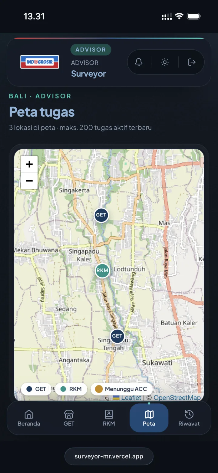 Mobile advisor assignment map